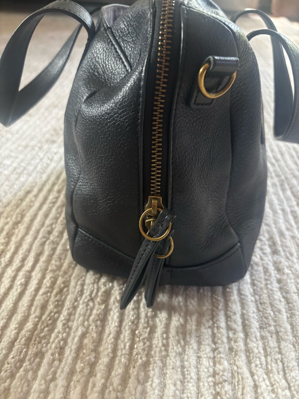 Fossil Blue  Pebbled Leather Shoulder Bag with Gold Logo - Picture 9 of 15